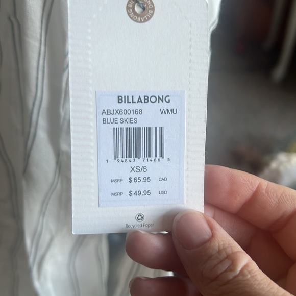 Billabong Swim Cover. Sheer white with blue/grey stripes. Size XS - Picture 4 of 4